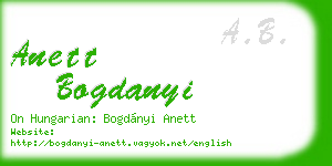 anett bogdanyi business card